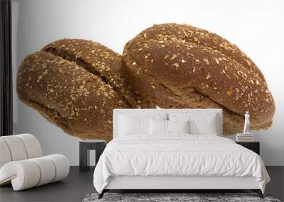 Multi-grain rolls isolated on a white background. Wall mural