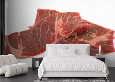 Two raw beef boneless short ribs isolated on a white background. Wall mural