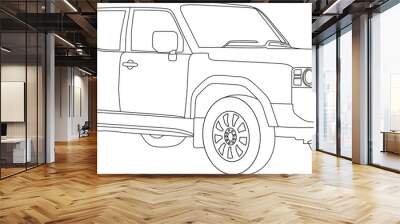 Jeep car line art for coloring book Wall mural