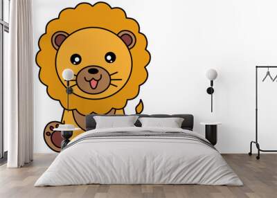 Lion line art vector for coloring book. Wall mural