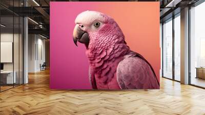 Pink parrot in studio lighting created with Generative AI Wall mural