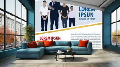 Modern corporate white and blue layout template Wall mural