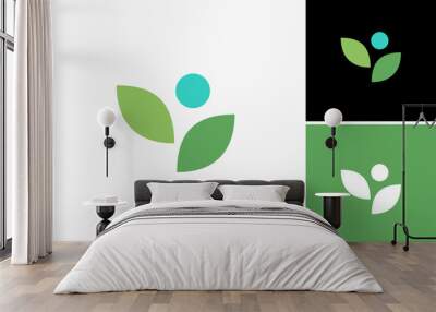 human with leaf logo vector Wall mural