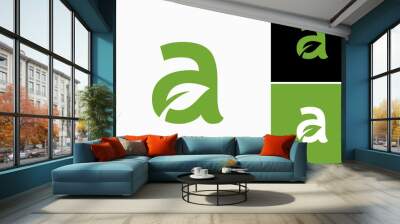 letter A leaf logo vector premium template Wall mural