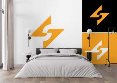 letter s with electric bolt Vector Logo Premium  Wall mural