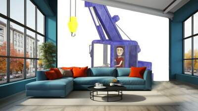 3d render of cartoon character in crane Wall mural