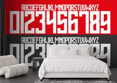 font vector team 2023 - 2024 kit sport style font. Benfica football style font. sports style letters and numbers for soccer team Wall mural