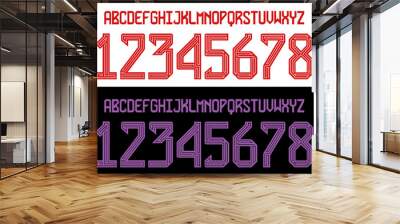 font vector team 2023 - 2024 kit sport style. football style font with lines. bayern font. home away. sports style letters and numbers for soccer team Wall mural