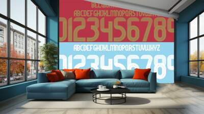 font vector team 2024 kit sport style font. football style font with lines. Belgium font euro. Sports style letters and numbers for soccer team. Wall mural