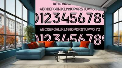 inter miami font. font vector team 2023 kit sport style font. football style font. sports style letters and numbers for soccer team. messi Wall mural