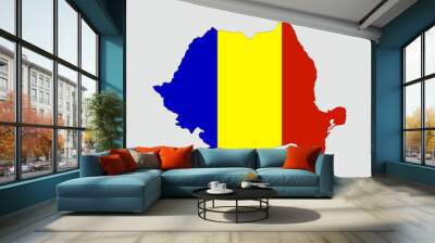 romania map with national flag. Vector Illustration	 Wall mural