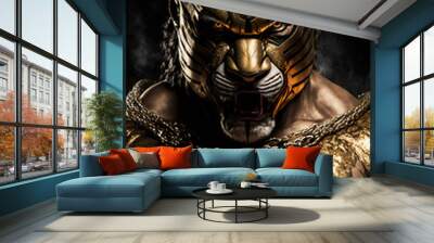 Powerful Warrior Tiger God in Royal customs  Wall mural