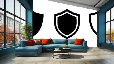 Shield icon in different style Wall mural