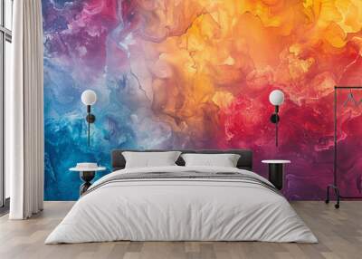 Absorb the captivating allure of a sunrise gradient spectacle, as dynamic colors interweave with deeper hues, offering a visual feast for the senses and the soul. Wall mural