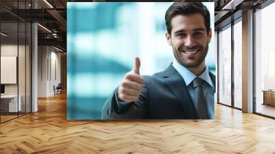 businessman pointing at copy space Wall mural