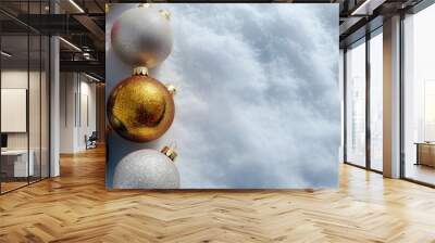 Christmas decoration on snow Wall mural