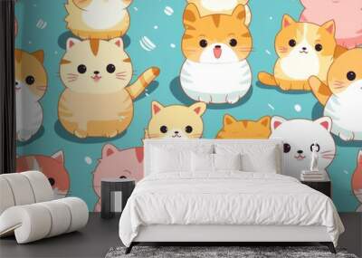 cute cat seamless pattern Wall mural