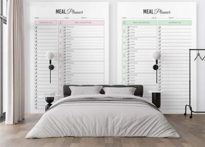 Daily and weekly meal planner with shopping list. Weekly meal planner. 2 set of Meal planner A4 size editable, Printable meal planner. Meal Schedule, Meal Tracker, Healthy Planner & Diet Planner. Wall mural