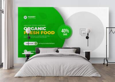 Organic and Healthy Food Banner Template. Organic Food Social Media Post Banner Design. Organic Food web banner template design. Agriculture and Farming service web banner. Food flyer design template. Wall mural