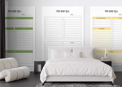 To-Do List Planner Template Design, Daily To Do List Planner Layout. 3 set of To Do List Planner collections. Wall mural