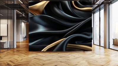 black silk satin fabric abstract background Wall mural