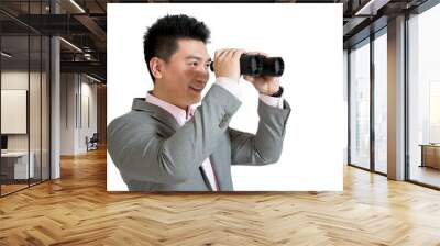 Shed middle-aged business man looking through a telescope Wall mural