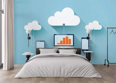 Cloud computing is a way of storing and accessing data online. It's like a giant computer network that lets you use software, and store files without having to install them on your own computer. Wall mural