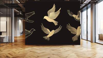 Collection of bird symbols representing peace, also suitable for use as emblems. Wall mural