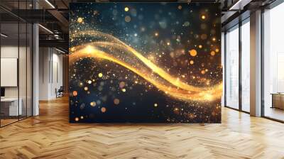 Glittering Christmas magic with shining swirl lights. Vector illustration. Wall mural