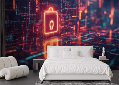 Protecting information in the digital world, keeping businesses and customer data safe. Wall mural