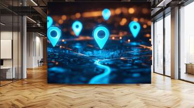 Sharing location data using GPS, the internet of things, and cloud computing to connect devices worldwide. Wall mural