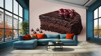 This is a digital image of a chocolate fudge brownie cake, perfect for using as a design template. You can add your own artwork or designs to the cake, and there are multiple angles to choose from. Wall mural