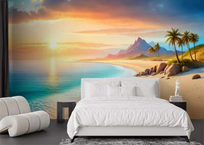 Creative summer beach background Wall mural