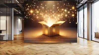 opening present with sparkling magical light Wall mural