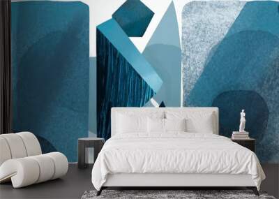 three geometric blue texture Wall mural