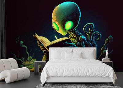 wise alien reading a book Wall mural