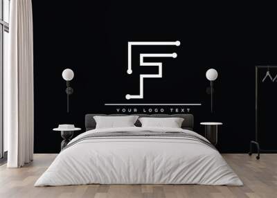 Initial F letter logo design with black background Wall mural