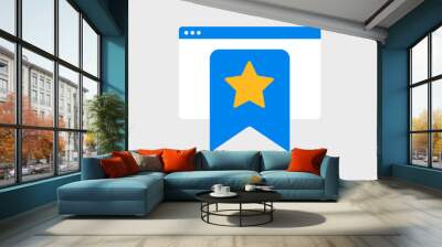 Bookmark favorite websites vector icon. Add to favorites concept with web browser window tab with star icon. Flat vector illustration isolated on white background Wall mural