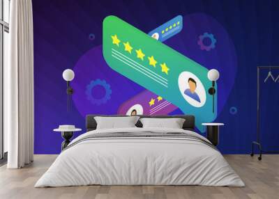 Top Ranking, increase rating, performance and 5-stars classification vector illustration concept. A review of a product or service, with setting a star rating and positive feedback. Wall mural