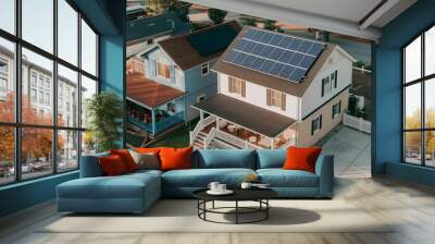 Home has solar panels on roof Wall mural