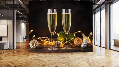 two glasses of champagne Wall mural