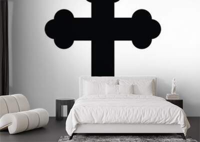 A black and white silhouette of a cross Wall mural