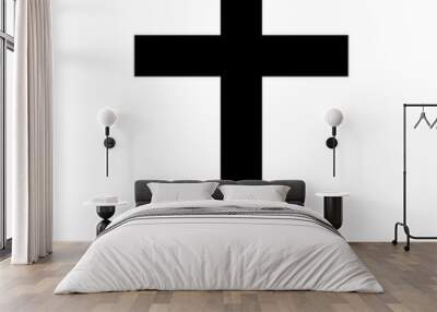 A black and white silhouette of a cross Wall mural