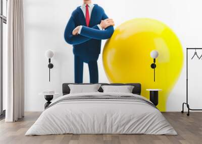 3d illustration. Businessman Billy with yellow bulb. Innovation and inspiration concept. Wall mural