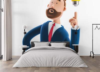 3d illustration. Businessman Billy with yellow bulb. Innovation and inspiration concept. Wall mural