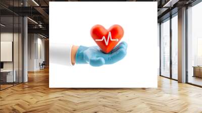 3d illustration. cartoon character hand in medical glove holding big tooth. Wall mural