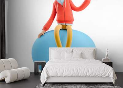 3d illustration. Nerd Larry sits on a bubble talk. Social media concept. Wall mural