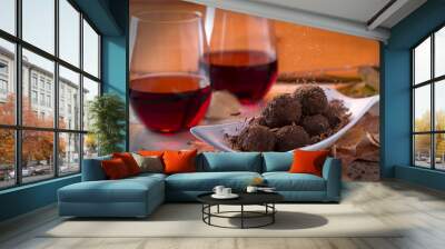 Chocolate Truffles with Red Wine Wall mural