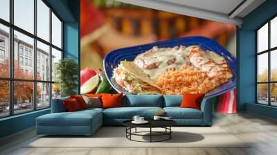 colorful traditional mexican food dishes Wall mural