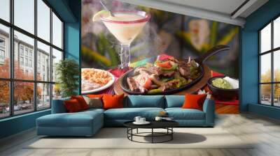 Traditional Mexican food carne asada fajitas Wall mural